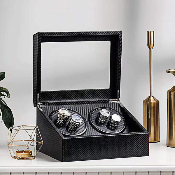 Latitude Run® Automatic Rotation Watch Winder Storage Case Box US Silent Dual Motor Holder